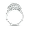 Thumbnail Image 3 of Previously Owned - 1 CT. T.W. Composite Diamond Cushion Frame Three Stone Engagement Ring in 14K White Gold