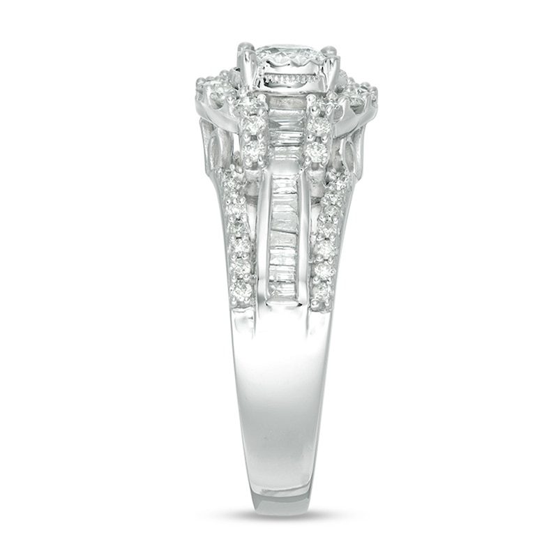 Main Image 4 of Previously Owned - 1 CT. T.W. Diamond Frame Multi-Row Engagement Ring in 10K White Gold