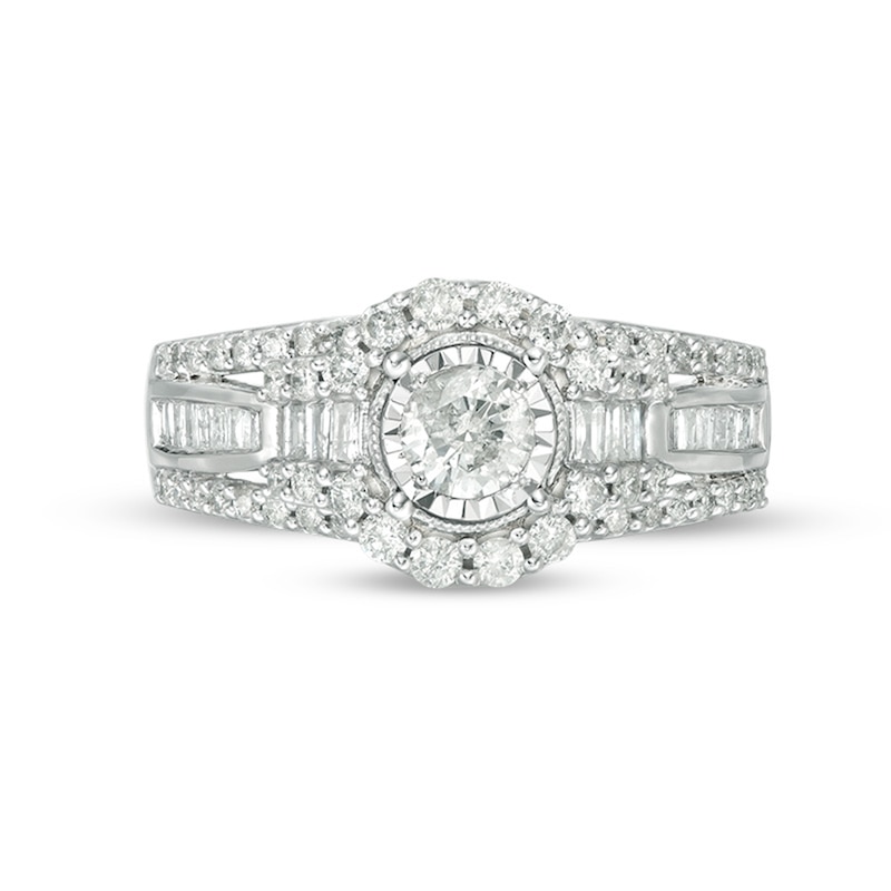 Main Image 6 of Previously Owned - 1 CT. T.W. Diamond Frame Multi-Row Engagement Ring in 10K White Gold