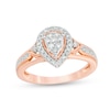 Thumbnail Image 0 of Previously Owned - 1/4 CT. T.W. Composite Diamond Pear-Shaped Frame Vintage-Style Engagement Ring in 10K Rose Gold