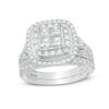 Thumbnail Image 1 of Previously Owned - 2 CT. T.W. Quad Princess-Cut Diamond Double Frame Vintage-Style Bridal Set in 14K White Gold