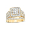 Thumbnail Image 1 of Previously Owned 1-1/4 CT. T.W. Composite Diamond Square Frame Vintage-Style Multi-Row Soldered Bridal Set in 10K Gold
