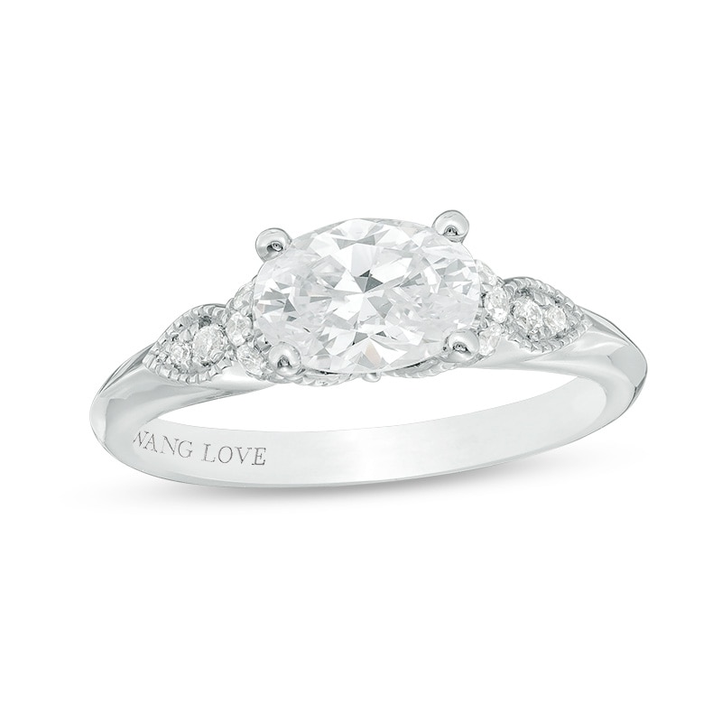 Previously Owned - Vera Wang Love Collection 1-1/6 CT. T.W. Oval Diamond Engagement Ring in 14K White Gold