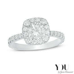 Previously Owned - YOU by Jean Dousset™ 2 CT. T.W.  Diamond Cushion Frame Engagement Ring in 14K White Gold (I/SI2)