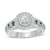 Thumbnail Image 1 of Previously Owned - Vera Wang Love Collection 7/8 CT. T.W. Diamond and Blue Sapphire Double Frame Engagement Ring