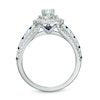 Thumbnail Image 3 of Previously Owned - Vera Wang Love Collection 7/8 CT. T.W. Diamond and Blue Sapphire Double Frame Engagement Ring