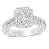 Thumbnail Image 1 of Previously Owned - Vera Wang Love Collection 1 CT. T.W. Emerald-Cut Diamond Frame Engagement Ring in 14K White Gold