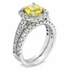 Thumbnail Image 2 of Previously Owned - Cushion-Cut Yellow Sapphire and 1-1/2 CT. T.W. Diamond Bridal Set in 14K White Gold