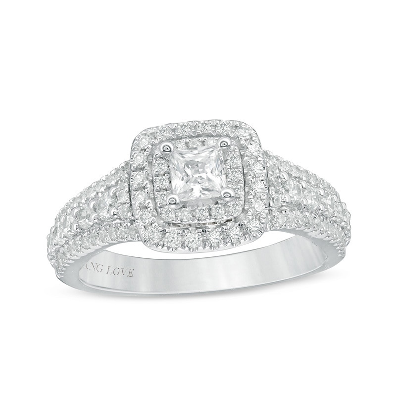 Main Image 1 of Previously Owned - Vera Wang Love Collection 1 CT. T.W. Princess-Cut Diamond Engagement Ring in 14K White Gold