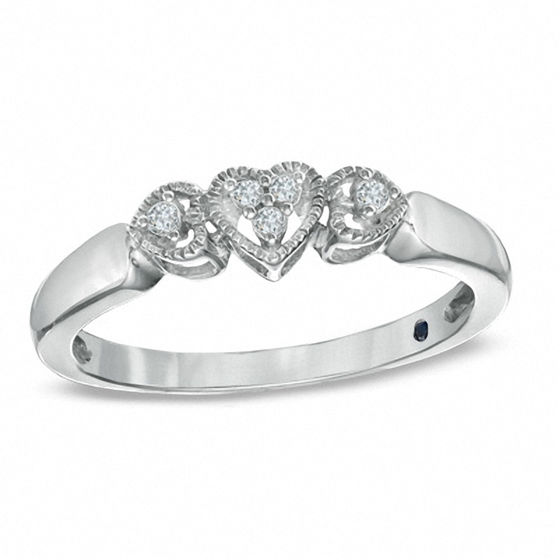 Main Image 1 of Previously Owned - Cherished Promise Collection™ Diamond Accent Triple Heart Promise Ring in Sterling Silver