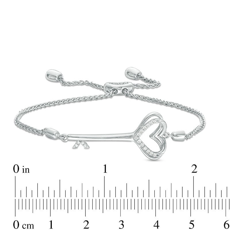 Main Image 3 of Previously Owned - Vera Wang Love Collection 1/15 CT. T.W. Diamond Key Bolo Bracelet in Sterling Silver - 8.5"
