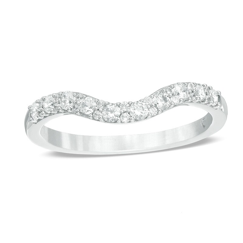 Main Image 1 of Previously Owned - Love's Destiny by Zales 1/3 CT. T.W. Diamond Contour Wedding Band in 14K White Gold (I/I1)