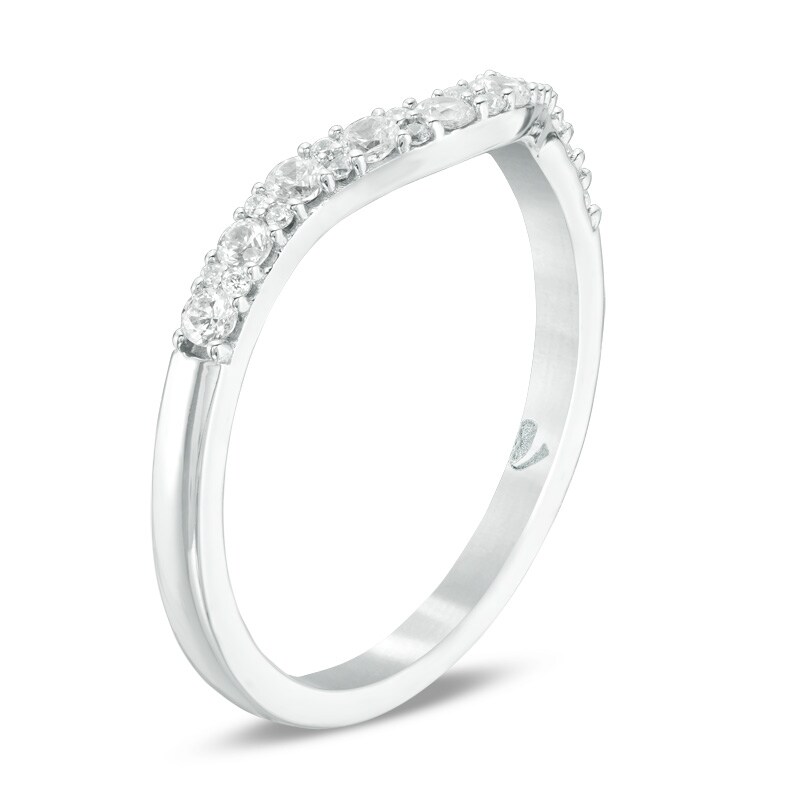 Main Image 2 of Previously Owned - Love's Destiny by Zales 1/3 CT. T.W. Diamond Contour Wedding Band in 14K White Gold (I/I1)