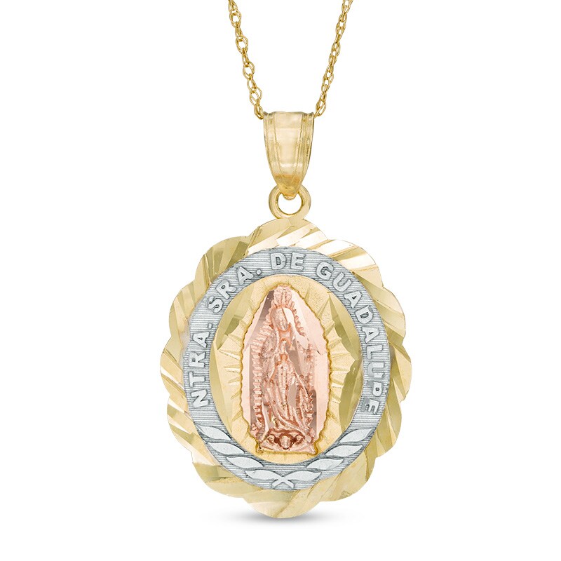 Main Image 1 of Previously Owned - Oval Diamond-Cut Our Lady of Guadalupe Pendant in 10K Gold
