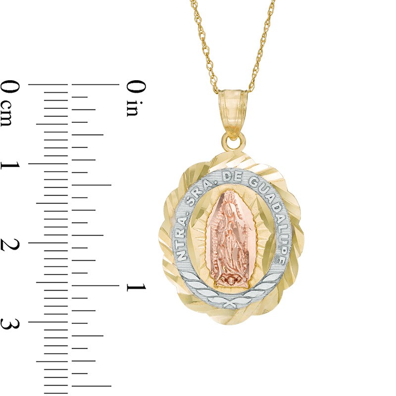 Main Image 2 of Previously Owned - Oval Diamond-Cut Our Lady of Guadalupe Pendant in 10K Gold