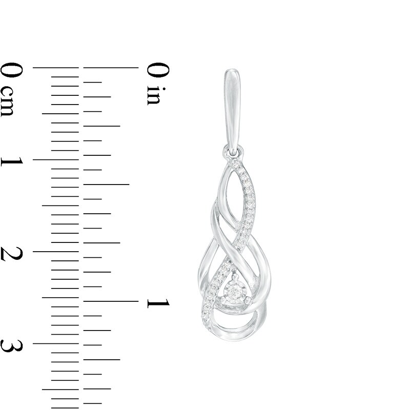 Previously Owned - 1/10 CT. T.W. Diamond Twist Flame Drop Earrings in Sterling Silver