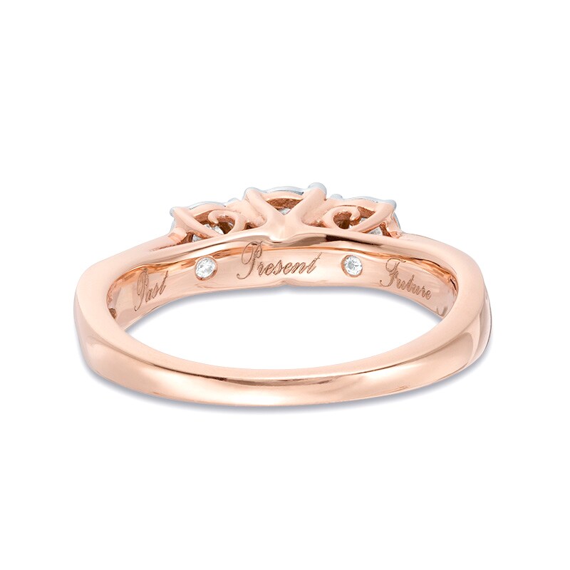 Previously Owned - 1/4 CT. T.W. Diamond Past Present Future® Engagement Ring in 10K Rose Gold