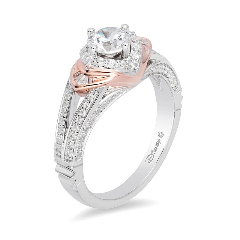 Main Image 2 of Previously Owned - Enchanted Disney Aurora 1 CT. T.W. Diamond Tri-Sides Engagement Ring in 14K Two-Tone Gold