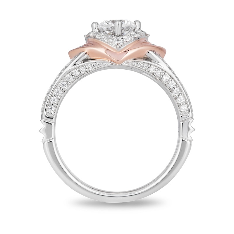 Main Image 3 of Previously Owned - Enchanted Disney Aurora 1 CT. T.W. Diamond Tri-Sides Engagement Ring in 14K Two-Tone Gold