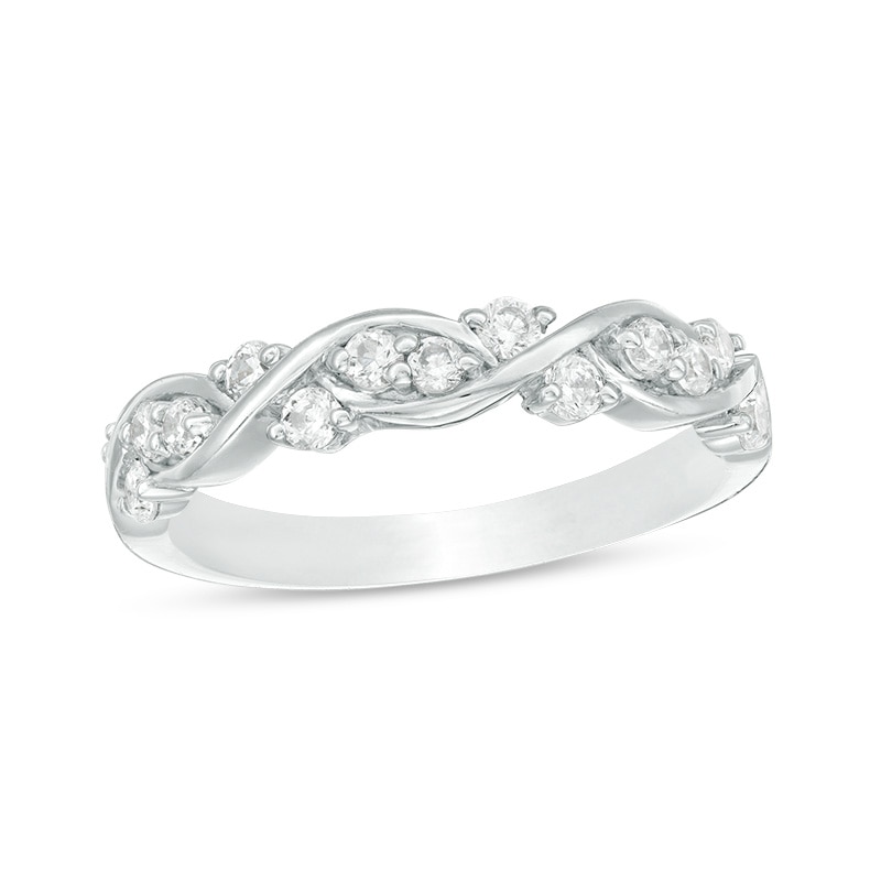 Previously Owned - 3/8 CT. T.W. Diamond Twist Braid Band in 10K White Gold