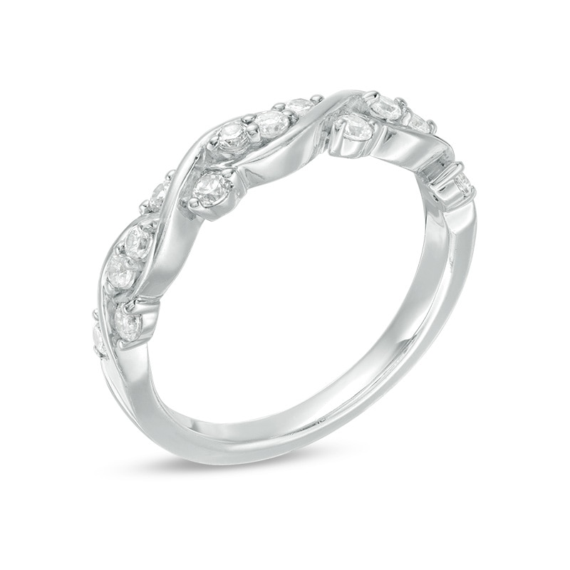 Previously Owned - 3/8 CT. T.W. Diamond Twist Braid Band in 10K White Gold
