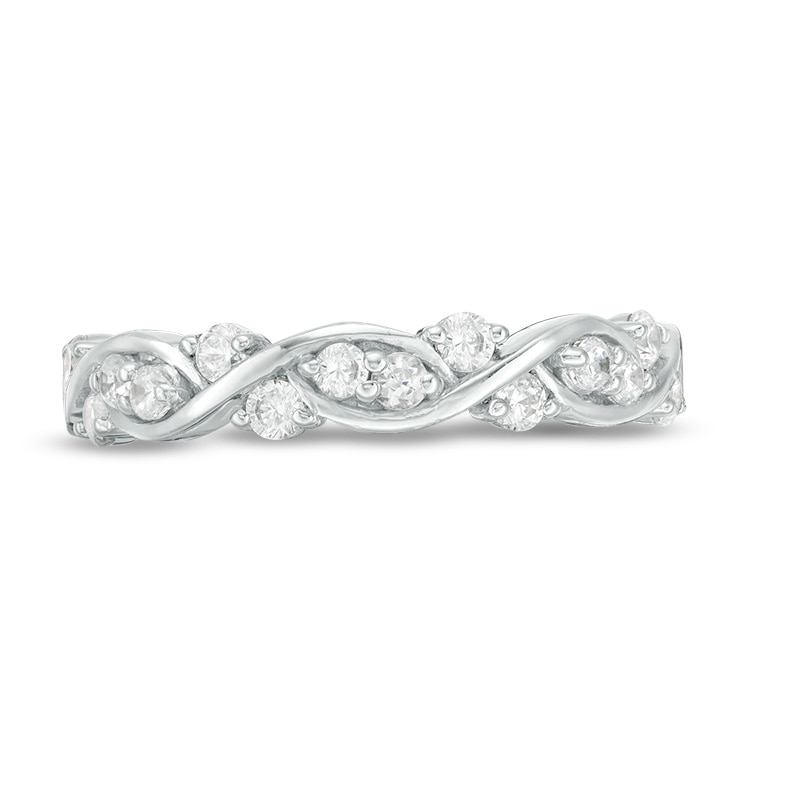 Previously Owned - 3/8 CT. T.W. Diamond Twist Braid Band in 10K White Gold