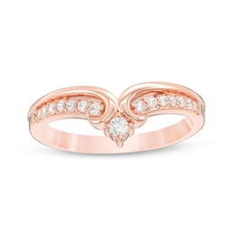 Previously Owned - 1/5 CT. T.W. Diamond Crown Contour Wedding Band in 14K Rose Gold