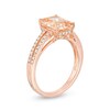 Thumbnail Image 2 of Previously Owned - Emerald-Cut Morganite and 1/4 CT. T.W. Diamond Double Row Ring in 14K Rose Gold