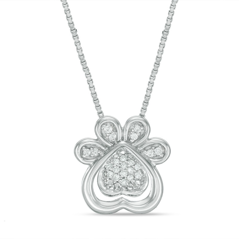 Main Image 1 of Previously Owned - Convertibilities 1/15 CT. T.W. Diamond Dog Paw Print Heart Three-in-One Pendant in Sterling Silver