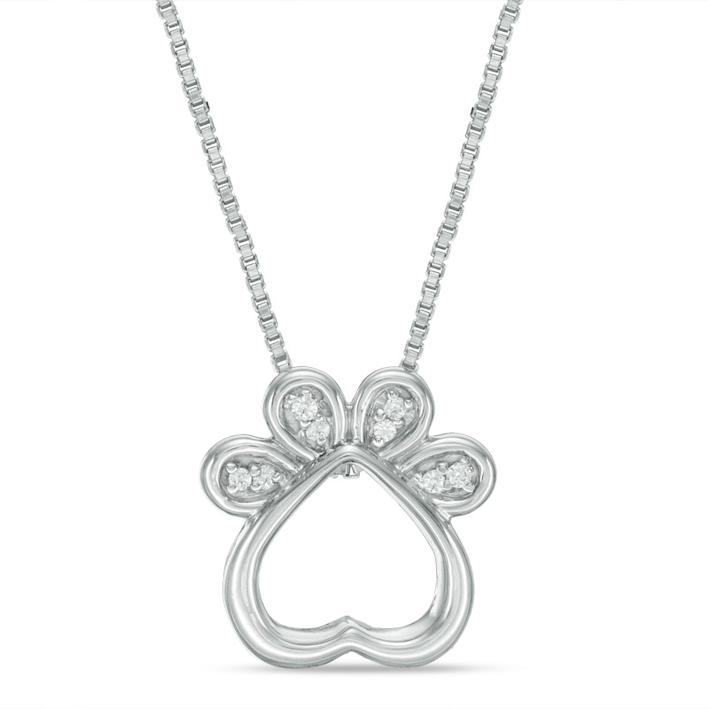 Main Image 3 of Previously Owned - Convertibilities 1/15 CT. T.W. Diamond Dog Paw Print Heart Three-in-One Pendant in Sterling Silver