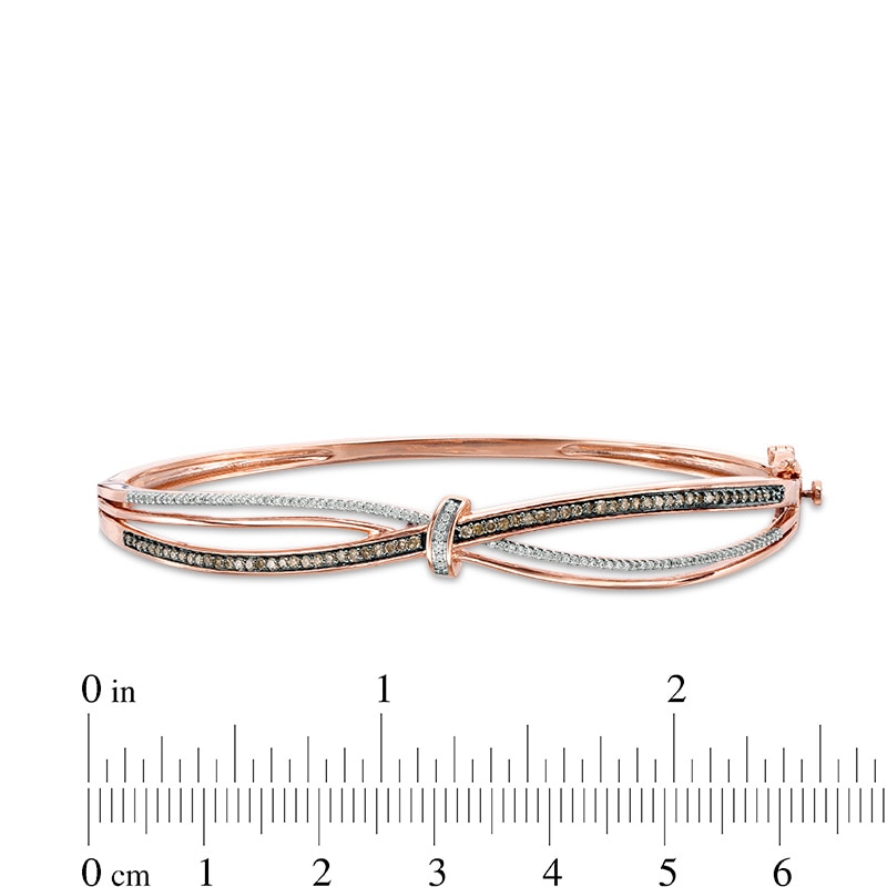 Main Image 2 of Previously Owned - 1/2 CT. T.W. Champagne and White Diamond  Wave Bangle in 10K Rose Gold