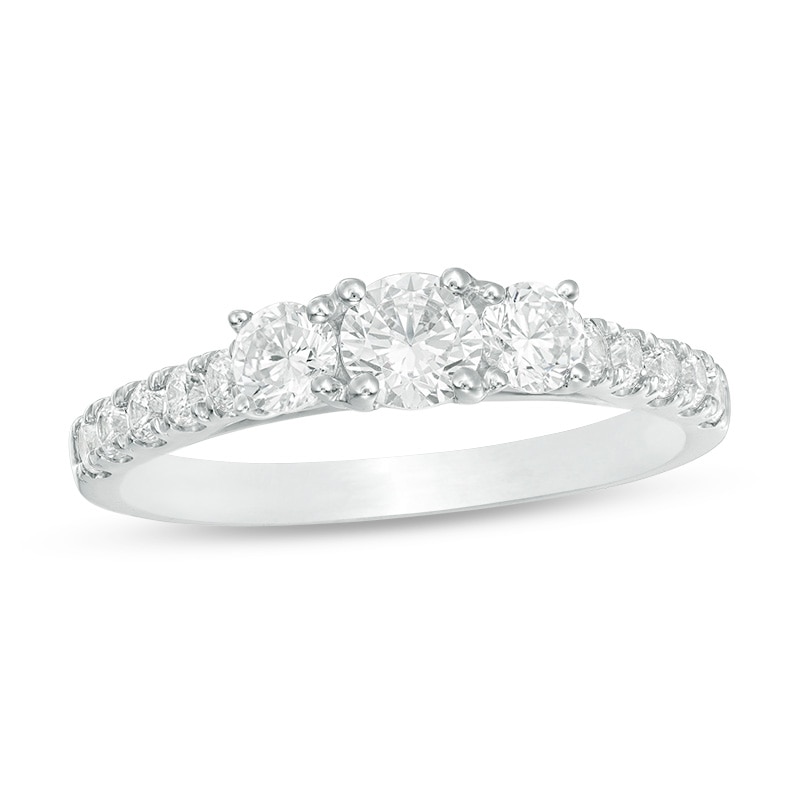 Previously Owned - 1 CT. T.W. Diamond Past Present Future® Engagement Ring in 10K White Gold