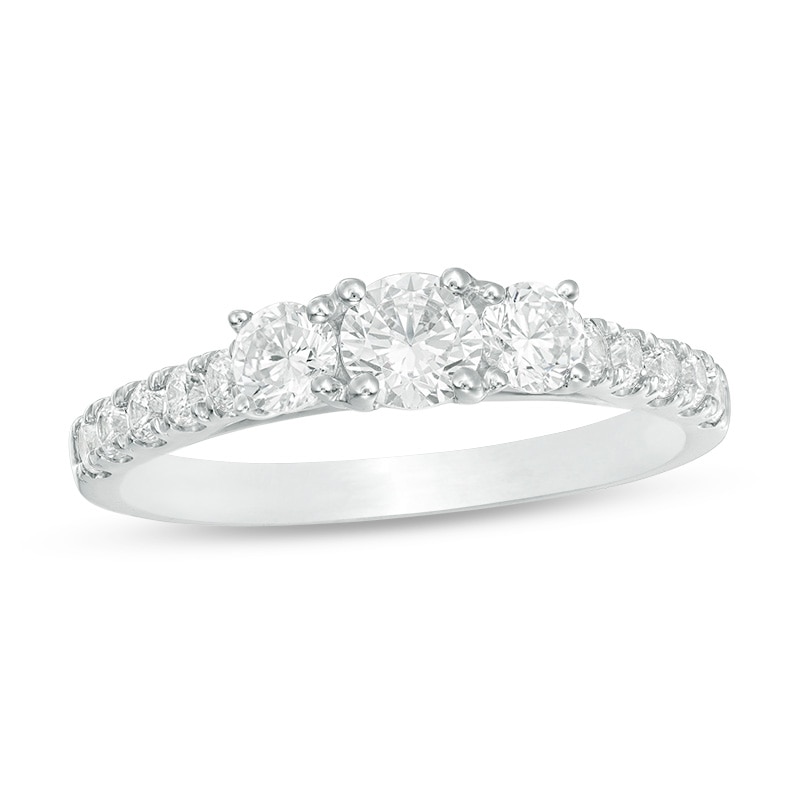 Main Image 1 of Previously Owned - 1 CT. T.W. Diamond Past Present Future® Engagement Ring in 10K White Gold