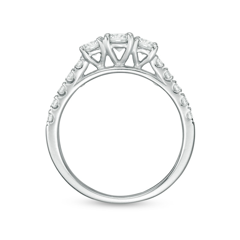 Main Image 5 of Previously Owned - 1 CT. T.W. Diamond Past Present Future® Engagement Ring in 10K White Gold