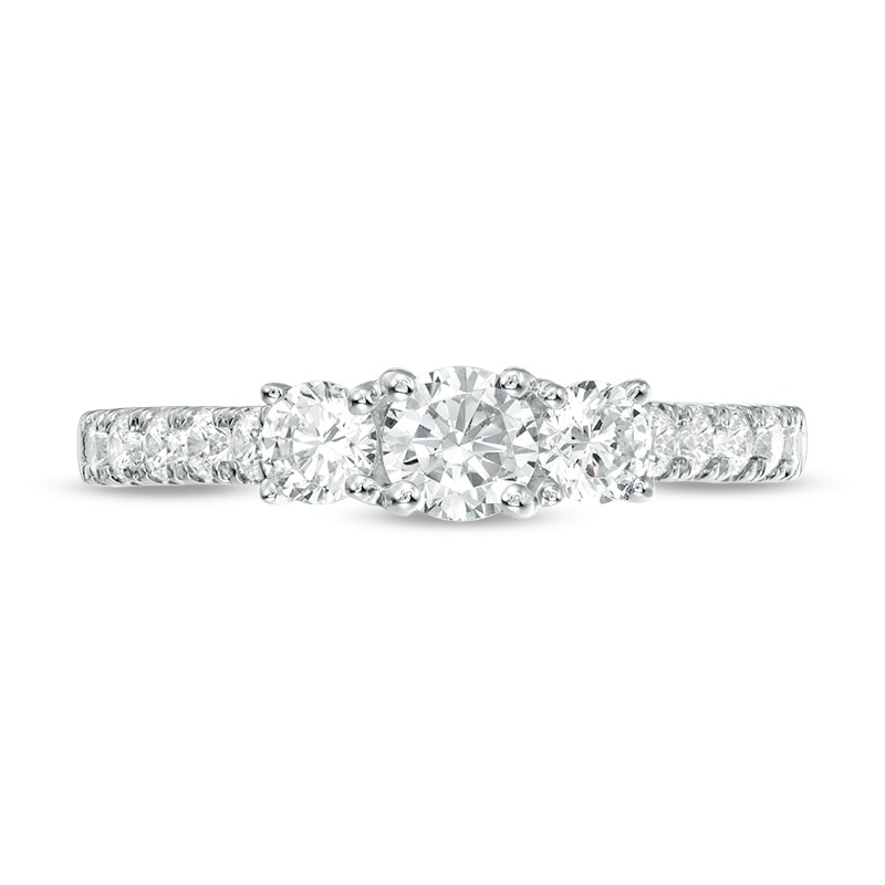 Main Image 6 of Previously Owned - 1 CT. T.W. Diamond Past Present Future® Engagement Ring in 10K White Gold