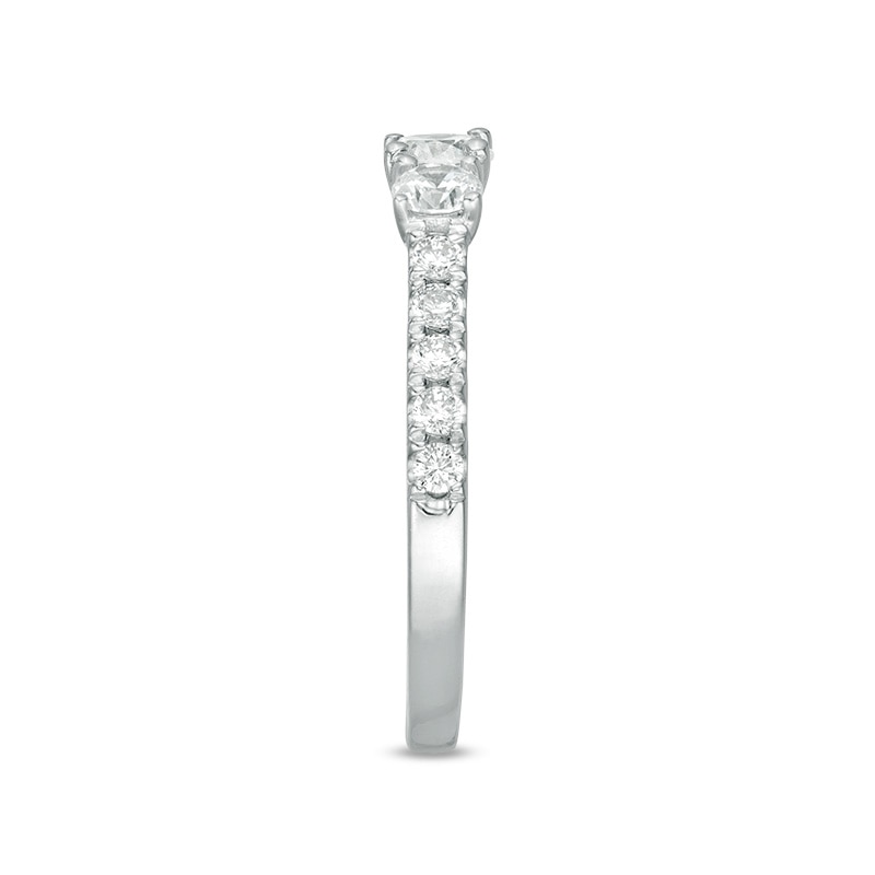 Main Image 7 of Previously Owned - 1 CT. T.W. Diamond Past Present Future® Engagement Ring in 10K White Gold