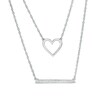 Thumbnail Image 1 of Previously Owned - 1/15 CT. T.W. Diamond Heart Outline and Bar Double Strand Necklace in Sterling Silver - 20"