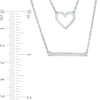 Thumbnail Image 3 of Previously Owned - 1/15 CT. T.W. Diamond Heart Outline and Bar Double Strand Necklace in Sterling Silver - 20"