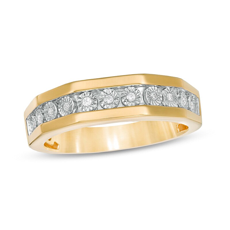 Main Image 1 of Previously Owned - Men's 1/10 CT. T.W. Diamond Wedding Band in 10K Gold