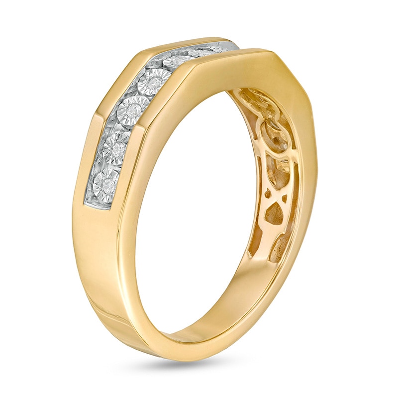 Main Image 3 of Previously Owned - Men's 1/10 CT. T.W. Diamond Wedding Band in 10K Gold