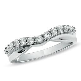 Previously Owned - 1/2 CT. T.W. Diamond Twist Contour Band in 14K White Gold