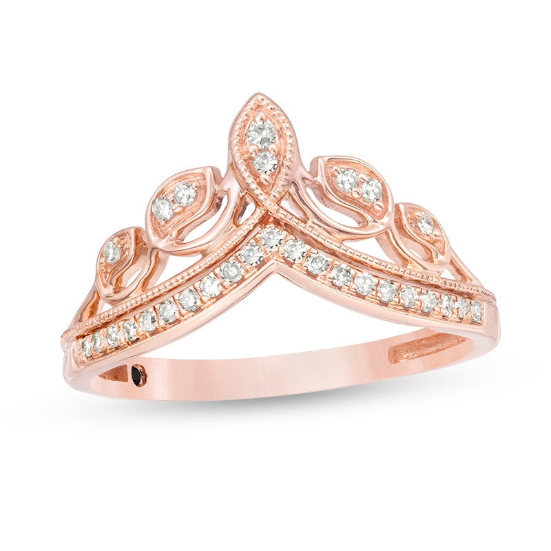 Main Image 1 of Previously Owned - Cherished Promise Collection™ 1/8 CT. T.W. Diamond Vine and Petal Tiara Promise Ring
