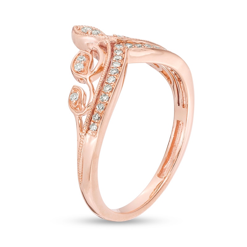 Main Image 3 of Previously Owned - Cherished Promise Collection™ 1/8 CT. T.W. Diamond Vine and Petal Tiara Promise Ring
