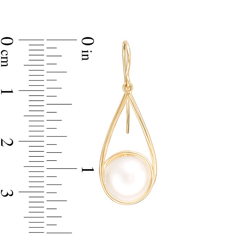 Previously Owned - IMPERIAL® 9.5-10.0mm Cultured Freshwater Pearl Swirl Frame Open Teardrop Earrings in 14K Gold