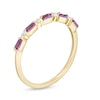 Thumbnail Image 3 of Previously Owned - Baguette Amethyst and White Topaz Alternating Five Stone Stackable Ring in 10K Gold