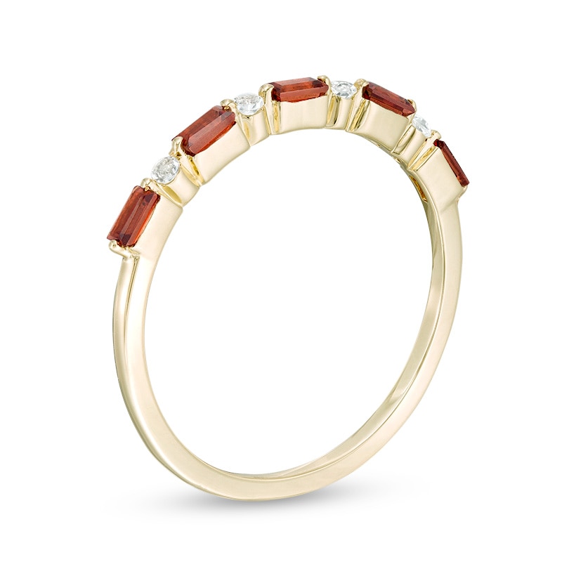 Main Image 3 of Previously Owned - Baguette Garnet and White Topaz Alternating Five Stone Stackable Ring in 10K Gold