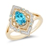 Thumbnail Image 1 of Previously Owned - Enchanted Disney Aladdin Pear-Shaped Swiss Blue Topaz and 1/10 CT. T.W. Diamond Ring in 10K Gold