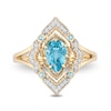 Thumbnail Image 2 of Previously Owned - Enchanted Disney Aladdin Pear-Shaped Swiss Blue Topaz and 1/10 CT. T.W. Diamond Ring in 10K Gold