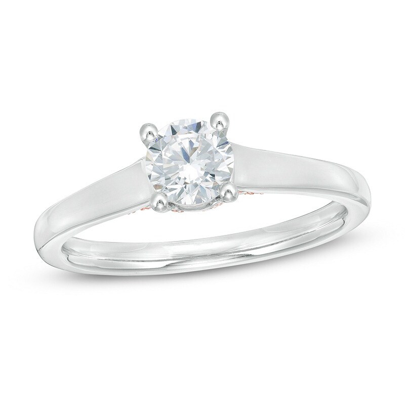 Previously Owned - Zales Private Collection 3/4 CTW. Colourless Diamond Engagement Ring in 14K Two-Tone Gold (F/I1)