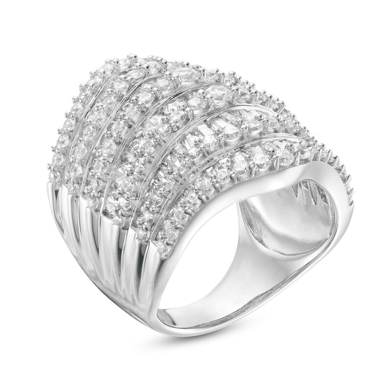 Main Image 3 of Previously Owned - 4 CT. T.W. Composite Diamond Multi-Row Chevron Ring in 10K White Gold